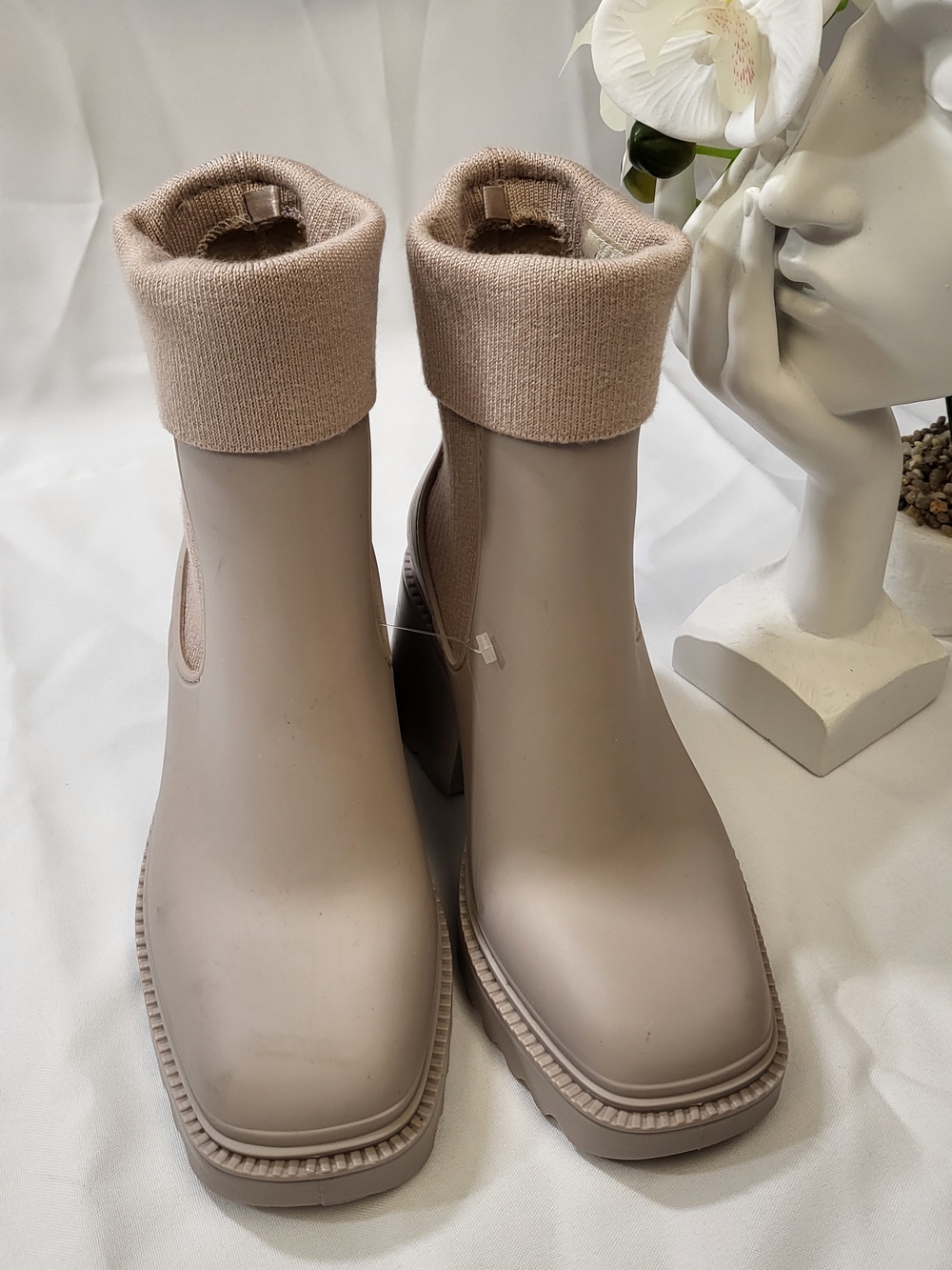 Circus by Sam Edelman Taupe Knit-Cuff Ankle Boots